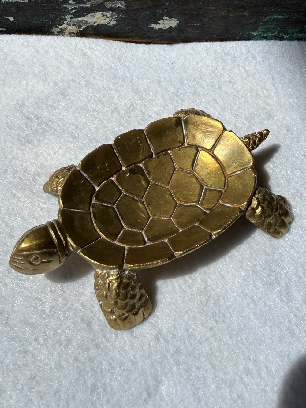 Solid Brass Turtle Trinket Dish Ring Holder Taiwan Vintage Decor